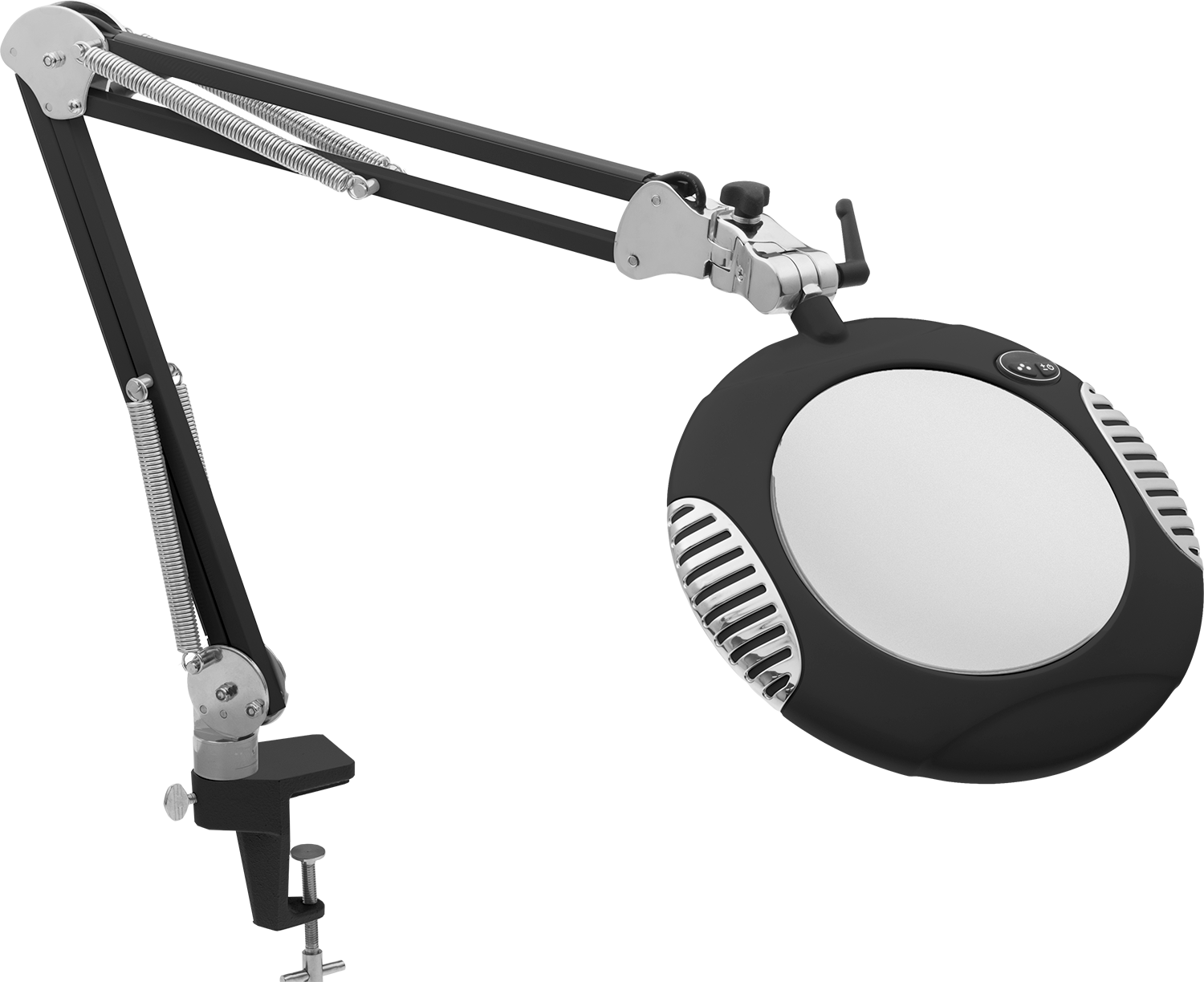 Aydınlatmalı İş İstasyonu Büyüteç, Açık Yaylı, Kelepçeli, 7-1/2" Lens Çapı
