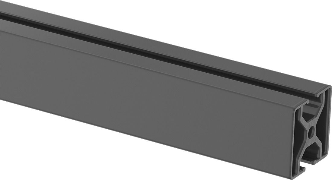 T-Yivli Çerçeve Rayı, Tek Sıralı İki Yuvalı Ray, Siyah, 1-1/2" Kare