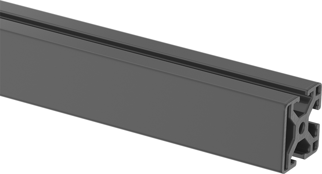 T-Yivli Çerçeve Rayı, Tek Üç Yuvalı Ray, Siyah, 1-1/2" Kare