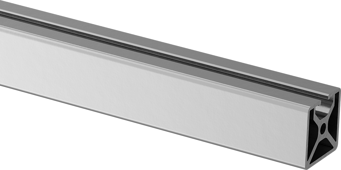 T-Yivli Çerçeve Rayı, Tek Yuvalı Ray, Gümüş, 1-1/2" Kare