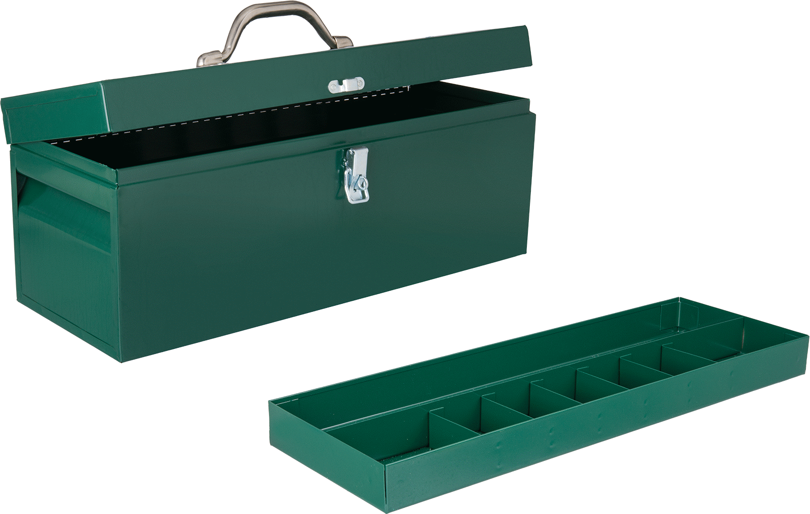 Çıkarılabilir Taşıma Tepsili Çelik Saklama Kutusu, 19" Genişlik, 7" Derinlik, 7-1/4" Yükseklik, 9 lbs. Ağırlık