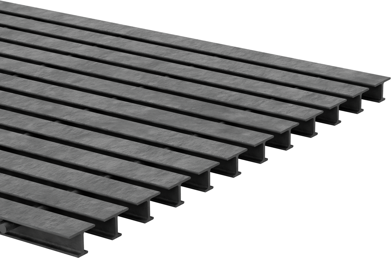 Dar Açıklı Fiberglas Çubuk Izgara, 1“ x 1-1/2” Yatak Çubuğu, 2 Ayak Genişlik