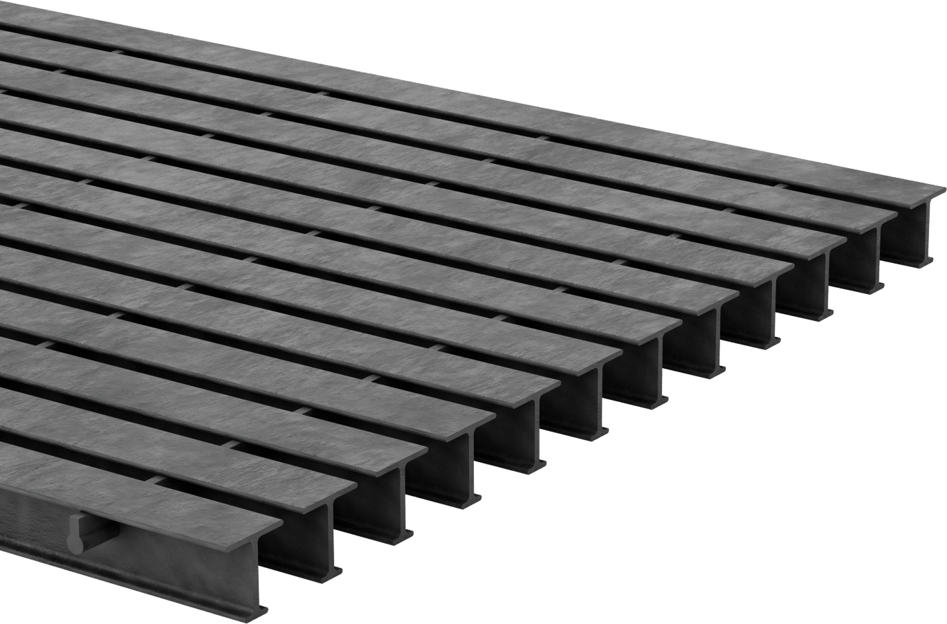 Dar Açıklı Fiberglas Çubuk Izgara, 1-1/2“ x 1-1/2” Yatak Çubuğu, 2 Ayak Genişlik