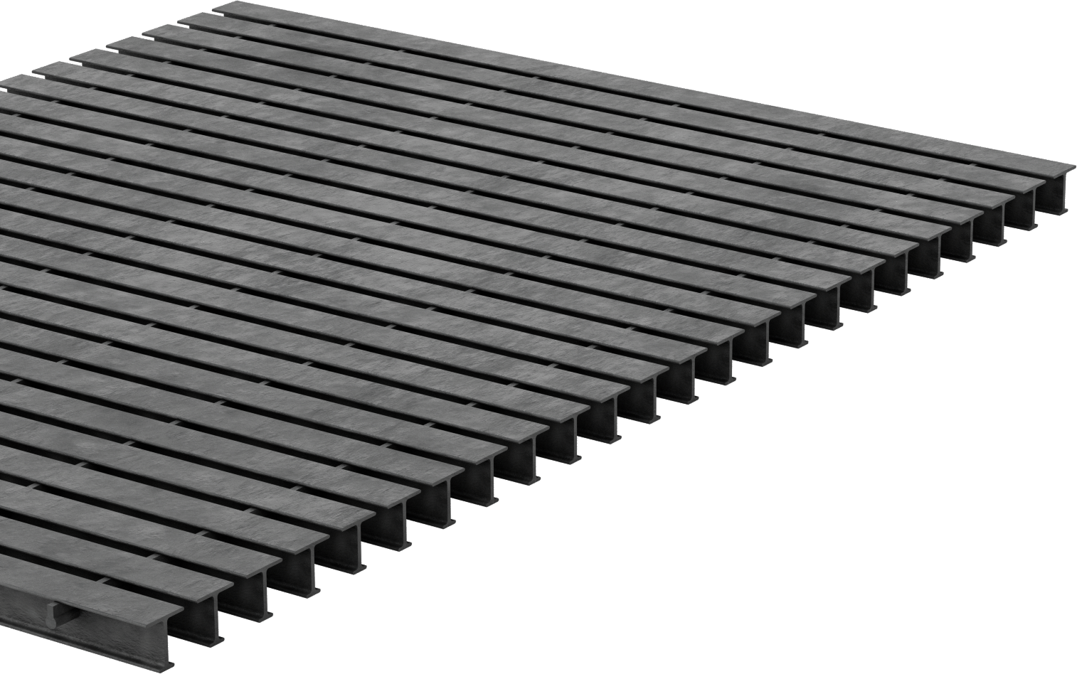 Dar Açıklı Fiberglas Çubuk Izgara, 1-1/2“ x 1-1/2” Yatak Çubuğu, 4 Fit Genişlik