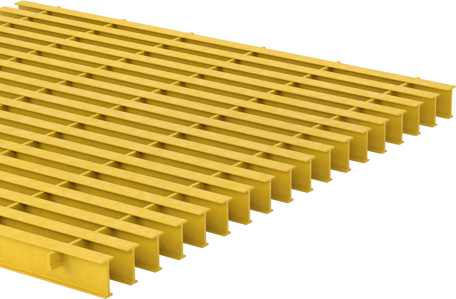 Dar Açıklı Fiberglas Çubuk Izgara, 2 inç x 1 inç Yatak Çubuğu, 3 Fit Genişlik