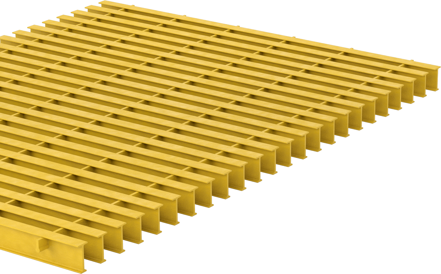 Dar Açıklı Fiberglas Çubuk Izgara, 2 inç x 1 inç Yatak Çubuğu, 4 Fit Genişlik