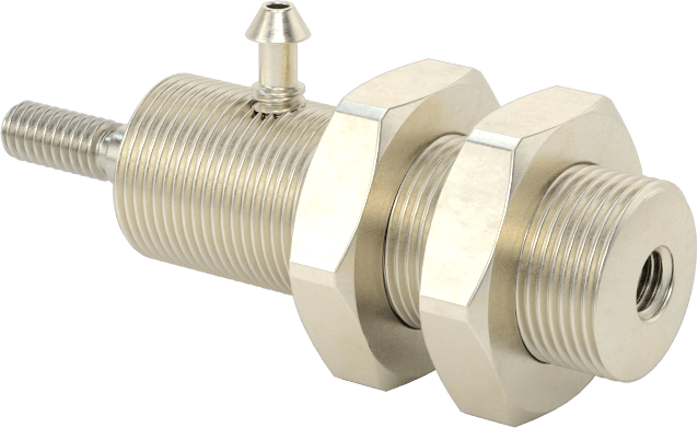 Minyatür Dişli Gövdeli Hava Silindiri, Çift Etkili, 3/8" Delik Boyutu, 1/2" OD, 1/2" Strok Uzunluğu