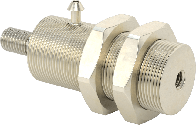 Minyatür Dişli Gövdeli Hava Silindiri, Çift Etkili, 1/2" Delik Çapı, 5/8" OD, 1/2" Strok Uzunluğu