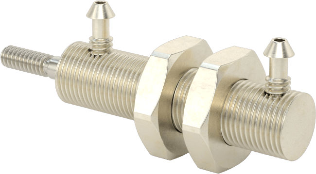 Minyatür Dişli Gövdeli Hava Silindiri, Çift Etkili, 1/4" Delik Çapı, 3/8" OD, 3/4" Strok Uzunluğu