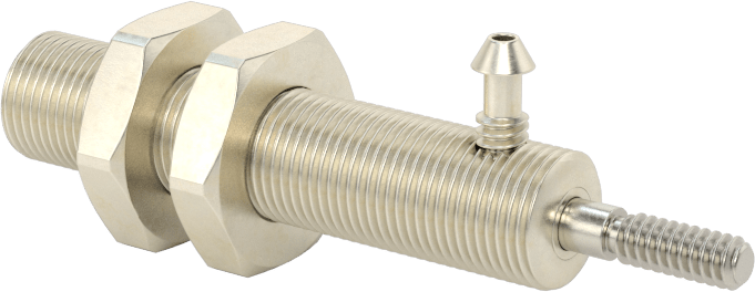 Minyatür Dişli Gövdeli Hava Silindiri, Çift Etkili, 1/4" Delik Çapı, 3/8" OD, 1" Strok Uzunluğu