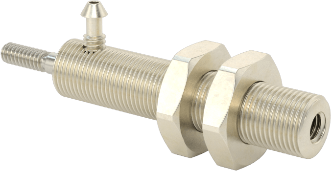 Minyatür Dişli Gövdeli Hava Silindiri, Çift Etkili, 1/4" Delik Çapı, 3/8" OD, 1" Strok Uzunluğu
