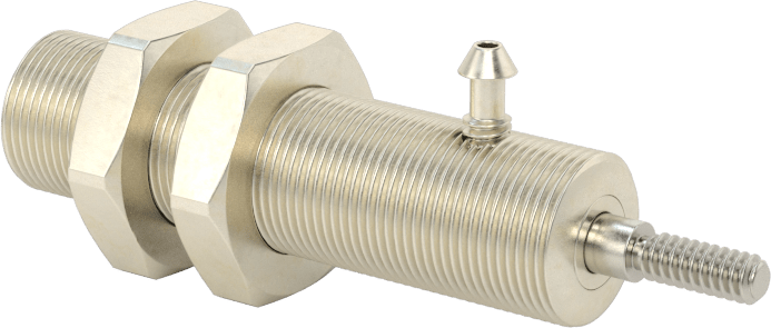 Minyatür Dişli Gövdeli Hava Silindiri, Çift Etkili, 3/8" Delik Boyutu, 1/2" OD, 1" Strok Uzunluğu