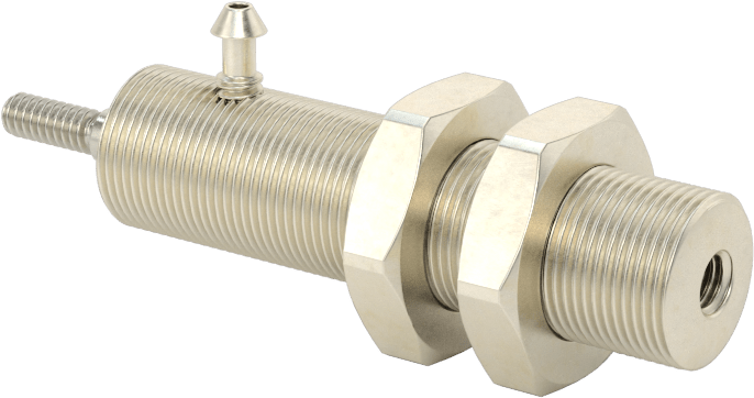 Minyatür Dişli Gövdeli Hava Silindiri, Çift Etkili, 3/8" Delik Boyutu, 1/2" OD, 1" Strok Uzunluğu
