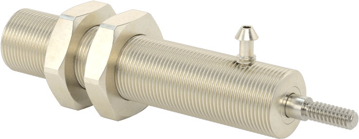 Minyatür Dişli Gövdeli Hava Silindiri, Çift Etkili, 3/8" Delik Boyutu, 1/2" OD, 1-1/2" Strok Uzunluğu