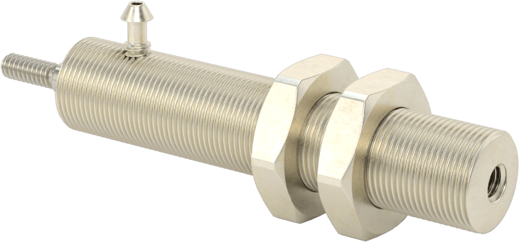 Minyatür Dişli Gövdeli Hava Silindiri, Çift Etkili, 3/8" Delik Boyutu, 1/2" OD, 1-1/2" Strok Uzunluğu