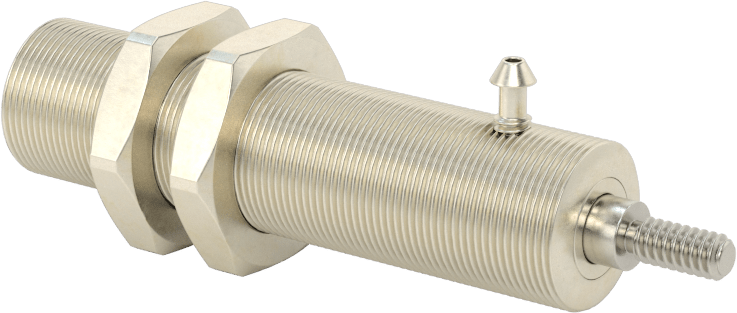 Minyatür Dişli Gövdeli Hava Silindiri, Çift Etkili, 1/2" Delik Çapı, 5/8" OD, 1-1/2" Strok Uzunluğu