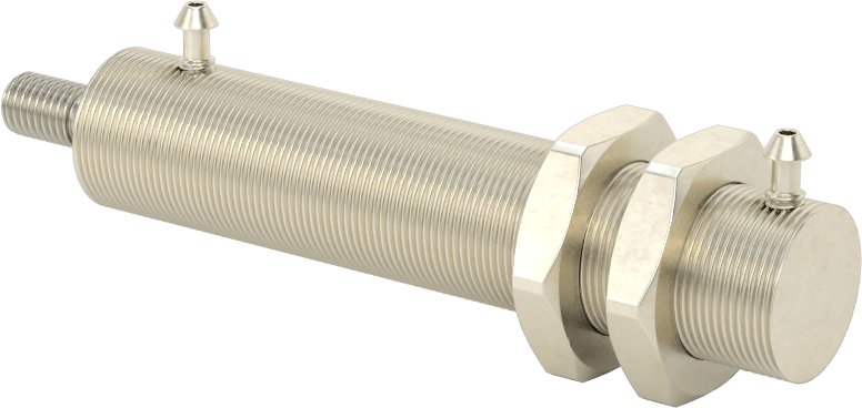 Minyatür Dişli Gövdeli Hava Silindiri, Çift Etkili, 1/2" Delik Çapı, 5/8" OD, 2" Strok Uzunluğu