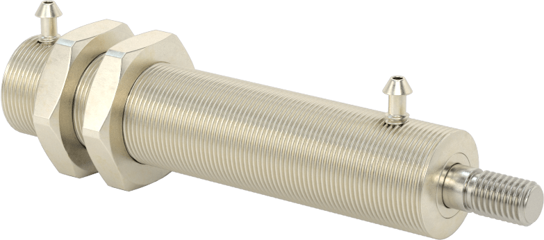 Minyatür Dişli Gövdeli Hava Silindiri, Çift Etkili, 1/2" Delik Çapı, 5/8" OD, 2" Strok Uzunluğu