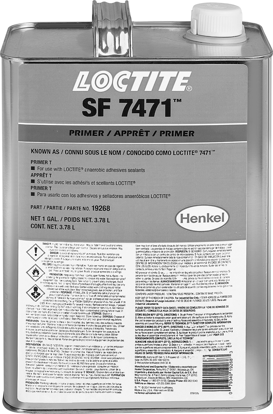 Yapıştırıcı Astar, Loctite® 7471, 1 Galonluk Teneke Kutu