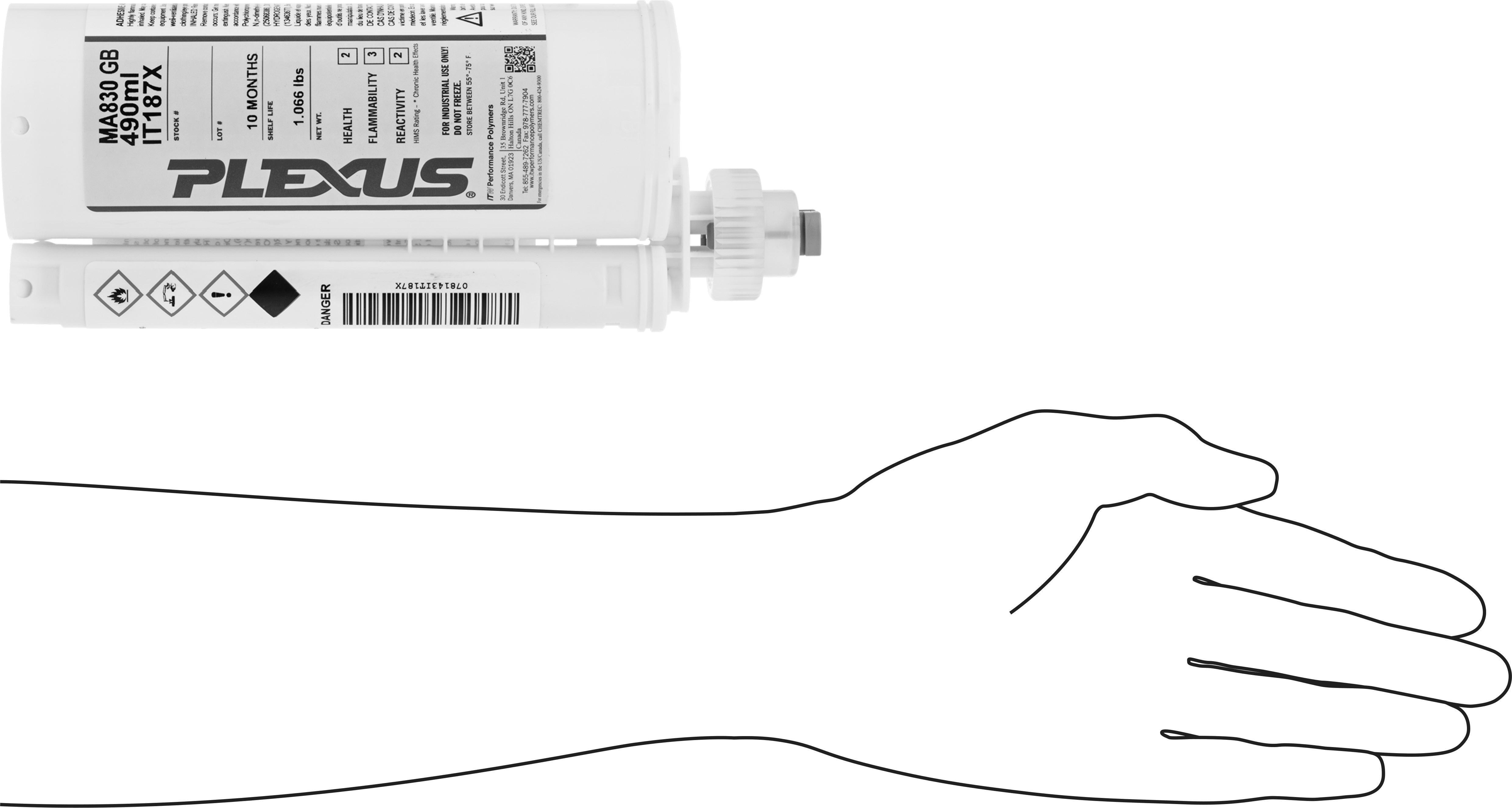 Yapısal Yapıştırıcı, Akrilik Jel, Plexus It187x, 16,56 FL. oz. Kartuş