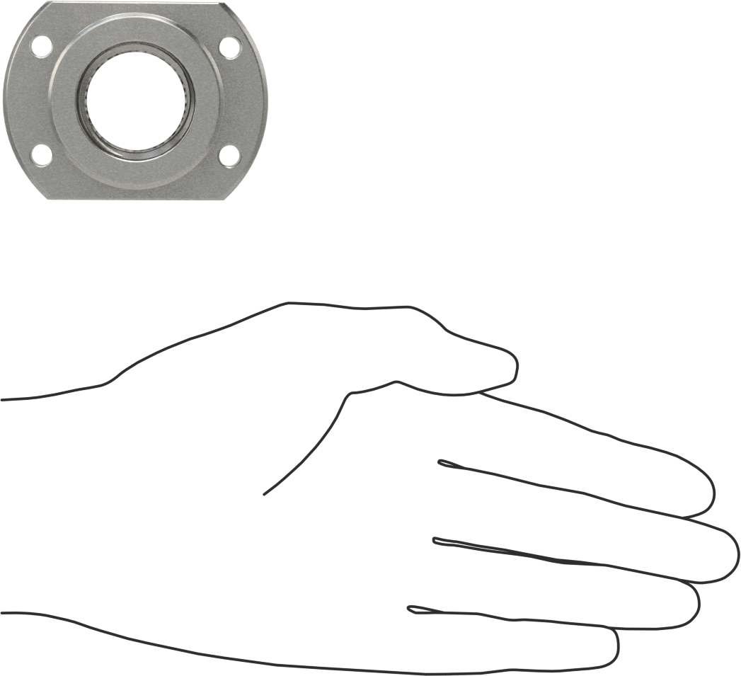 Flanşlı Top Somun, M25 Diş Boyutu, 40 mm Uzunluk, 43 mm Çap