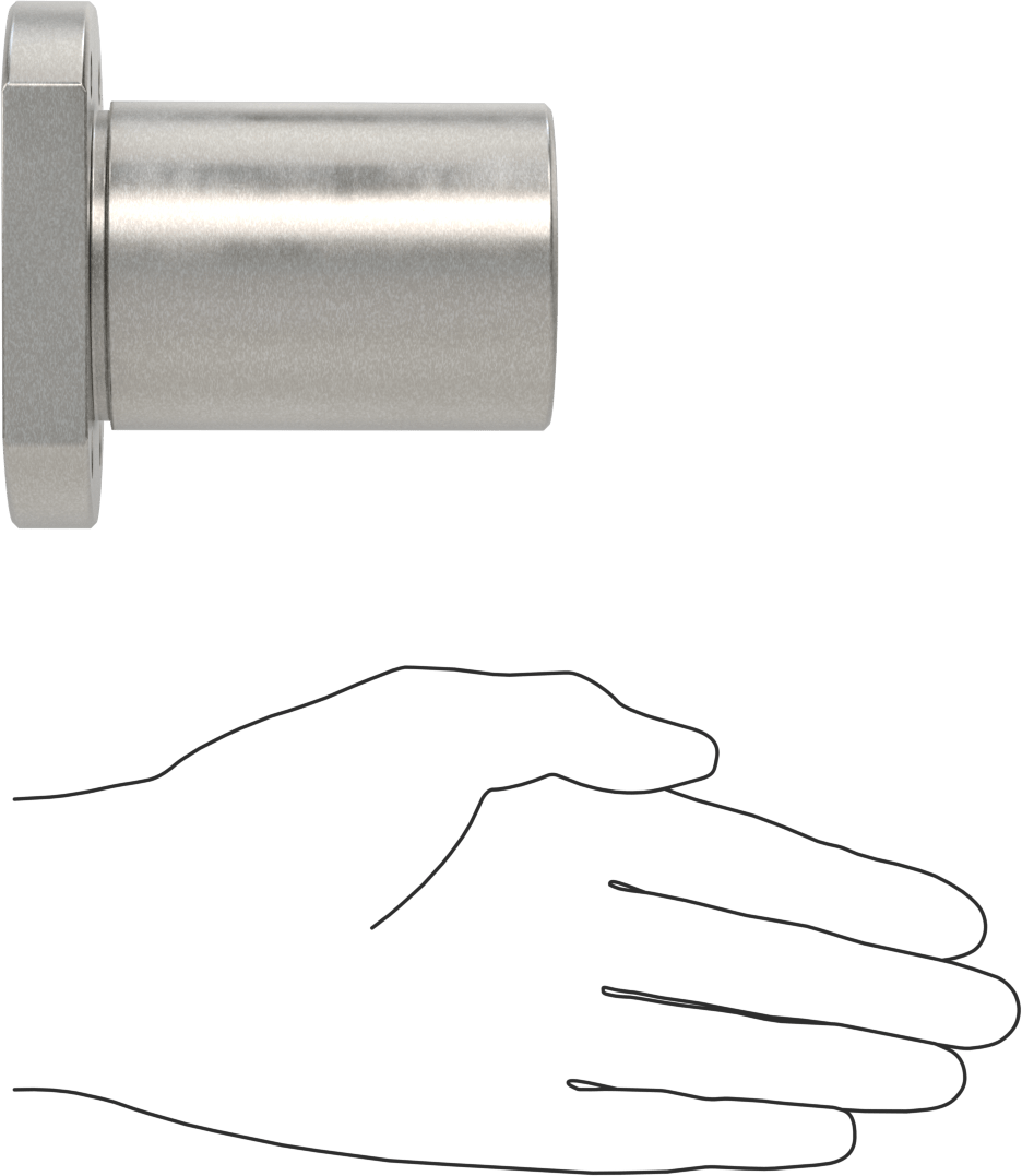 Flanşlı Top Somun, M25 Diş Boyutu, 98 mm Uzunluk, 60 mm Çap