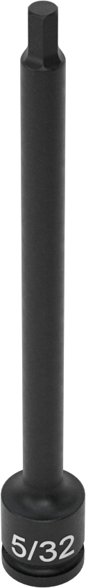 Uzun Uçlu Darbeli Altıgen Uçlu Soket, 1/4" Kare Tahrik, 5/32" Tahrik Boyutu, 4" Toplam Uzunluk