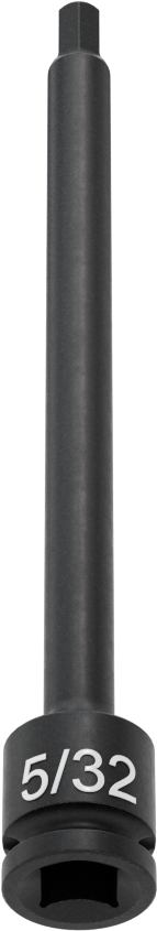 Uzun Uçlu Darbeli Altıgen Uçlu Soket, 1/4" Kare Tahrik, 5/32" Tahrik Boyutu, 4" Toplam Uzunluk