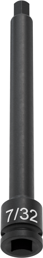 Uzun Uçlu Darbeli Altıgen Uçlu Soket, 1/4" Kare Tahrik, 7/32" Tahrik Boyutu, 4" Toplam Uzunluk