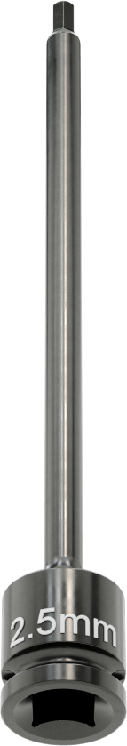 Uzun Uçlu Darbeli Altıgen Uçlu Soket, 1/4" Kare Tahrik, 2,5 mm Tahrik Boyutu, 4" Toplam Uzunluk