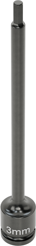 Uzun Uçlu Darbeli Altıgen Uçlu Soket, 1/4" Kare Tahrik, 3 mm Tahrik Boyutu, 4" Toplam Uzunluk