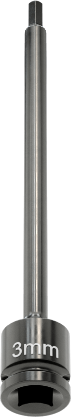 Uzun Uçlu Darbeli Altıgen Uçlu Soket, 1/4" Kare Tahrik, 3 mm Tahrik Boyutu, 4" Toplam Uzunluk