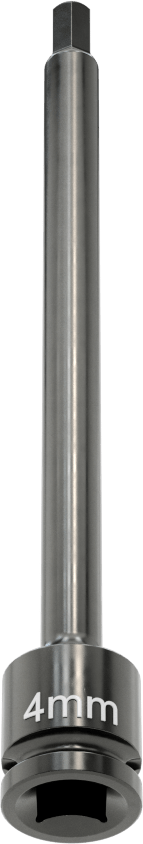 Uzun Uçlu Darbeli Altıgen Uçlu Soket, 1/4" Kare Tahrik, 4 mm Tahrik Boyutu, 4" Toplam Uzunluk