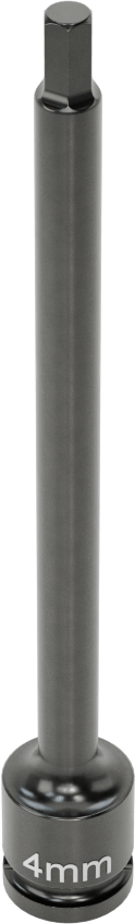 Uzun Uçlu Darbeli Altıgen Uçlu Soket, 1/4" Kare Tahrik, 4 mm Tahrik Boyutu, 4" Toplam Uzunluk