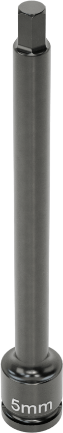 Uzun Uçlu Darbeli Altıgen Uçlu Soket, 1/4" Kare Tahrik, 5 mm Tahrik Boyutu, 4" Toplam Uzunluk