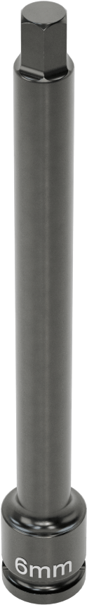 Uzun Uçlu Darbeli Altıgen Uçlu Soket, 1/4" Kare Tahrik, 6 mm Tahrik Boyutu, 4" Toplam Uzunluk