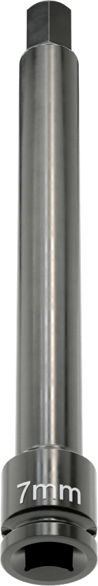 Uzun Uçlu Darbeli Altıgen Uçlu Soket, 1/4" Kare Tahrik, 7 mm Tahrik Boyutu, 4" Toplam Uzunluk