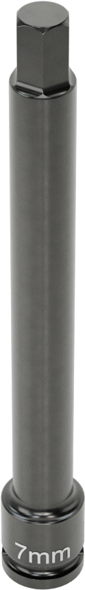 Uzun Uçlu Darbeli Altıgen Uçlu Soket, 1/4" Kare Tahrik, 7 mm Tahrik Boyutu, 4" Toplam Uzunluk