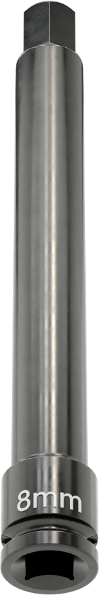 Uzun Uçlu Darbeli Altıgen Uçlu Soket, 1/4" Kare Tahrik, 8 mm Tahrik Boyutu, 4" Toplam Uzunluk