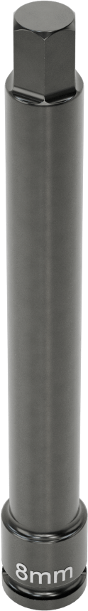 Uzun Uçlu Darbeli Altıgen Uçlu Soket, 1/4" Kare Tahrik, 8 mm Tahrik Boyutu, 4" Toplam Uzunluk