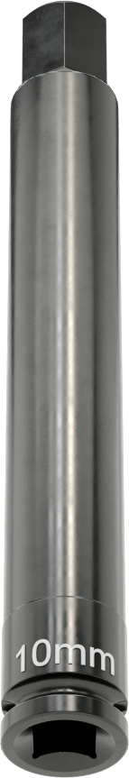 Uzun Uçlu Darbeli Altıgen Uçlu Soket, 1/4" Kare Tahrik, 10 mm Tahrik Boyutu, 4" Toplam Uzunluk
