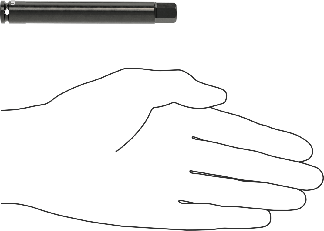 Uzun Uçlu Darbeli Altıgen Uçlu Soket, 1/4" Kare Tahrik, 10 mm Tahrik Boyutu, 4" Toplam Uzunluk