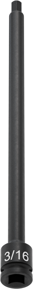 Uzun Uçlu Darbeli Altıgen Uçlu Soket, 1/4" Kare Tahrik, 3/16" Tahrik Boyutu, 6" Toplam Uzunluk
