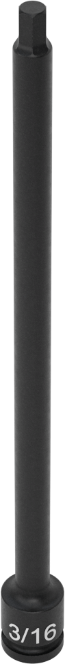 Uzun Uçlu Darbeli Altıgen Uçlu Soket, 1/4" Kare Tahrik, 3/16" Tahrik Boyutu, 6" Toplam Uzunluk