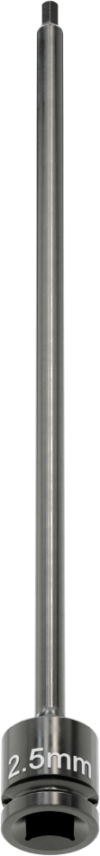 Uzun Uçlu Darbeli Altıgen Uçlu Soket, 1/4" Kare Tahrik, 2,5 mm Tahrik Boyutu, 6" Toplam Uzunluk
