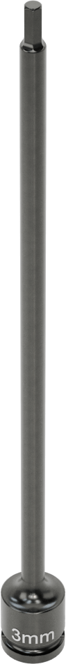 Uzun Uçlu Darbeli Altıgen Uçlu Soket, 1/4" Kare Tahrik, 3 mm Tahrik Boyutu, 6" Toplam Uzunluk