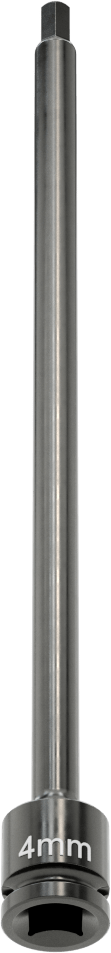 Uzun Uçlu Darbeli Altıgen Uçlu Soket, 1/4" Kare Tahrik, 4 mm Tahrik Boyutu, 6" Toplam Uzunluk