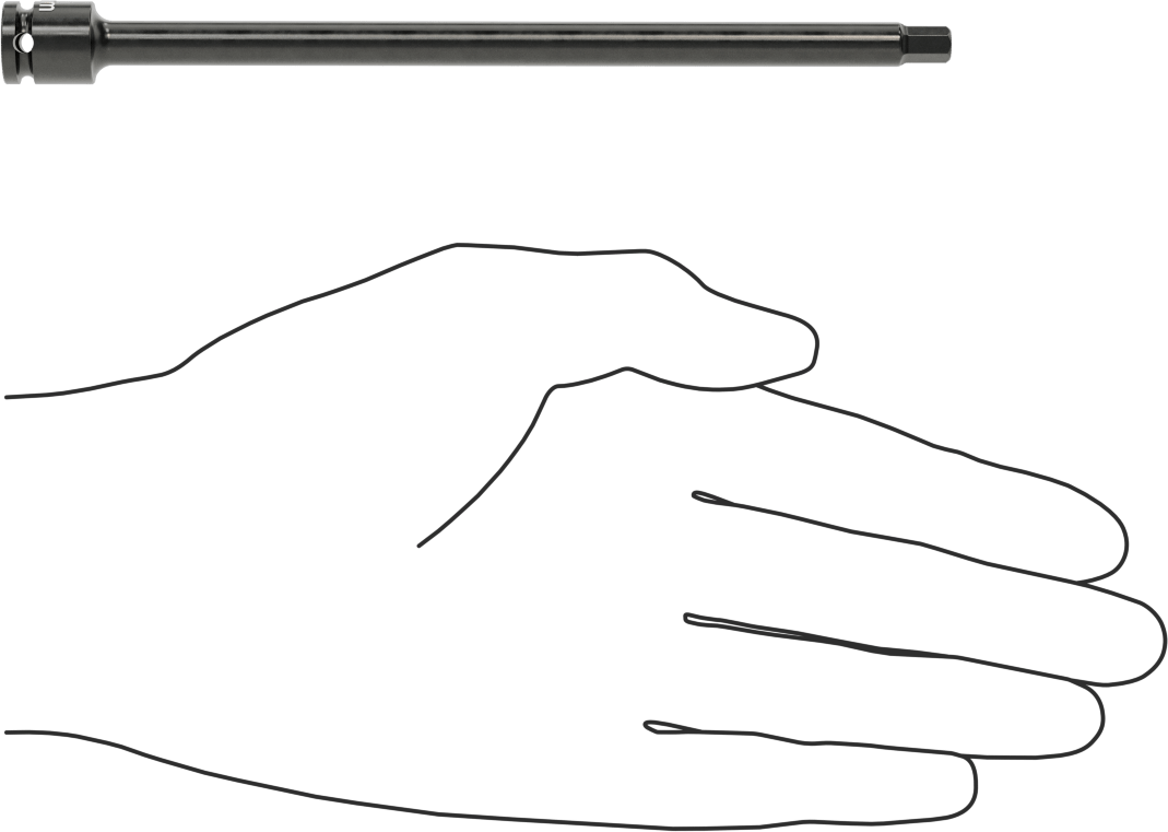 Uzun Uçlu Darbeli Altıgen Uçlu Soket, 1/4" Kare Tahrik, 5 mm Tahrik Boyutu, 6" Toplam Uzunluk