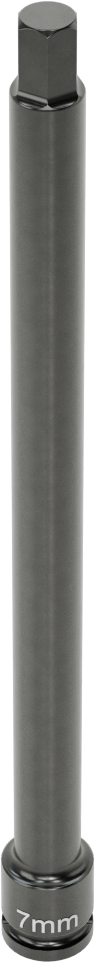 Uzun Uçlu Darbeli Altıgen Uçlu Soket, 1/4" Kare Tahrik, 7 mm Tahrik Boyutu, 6" Toplam Uzunluk