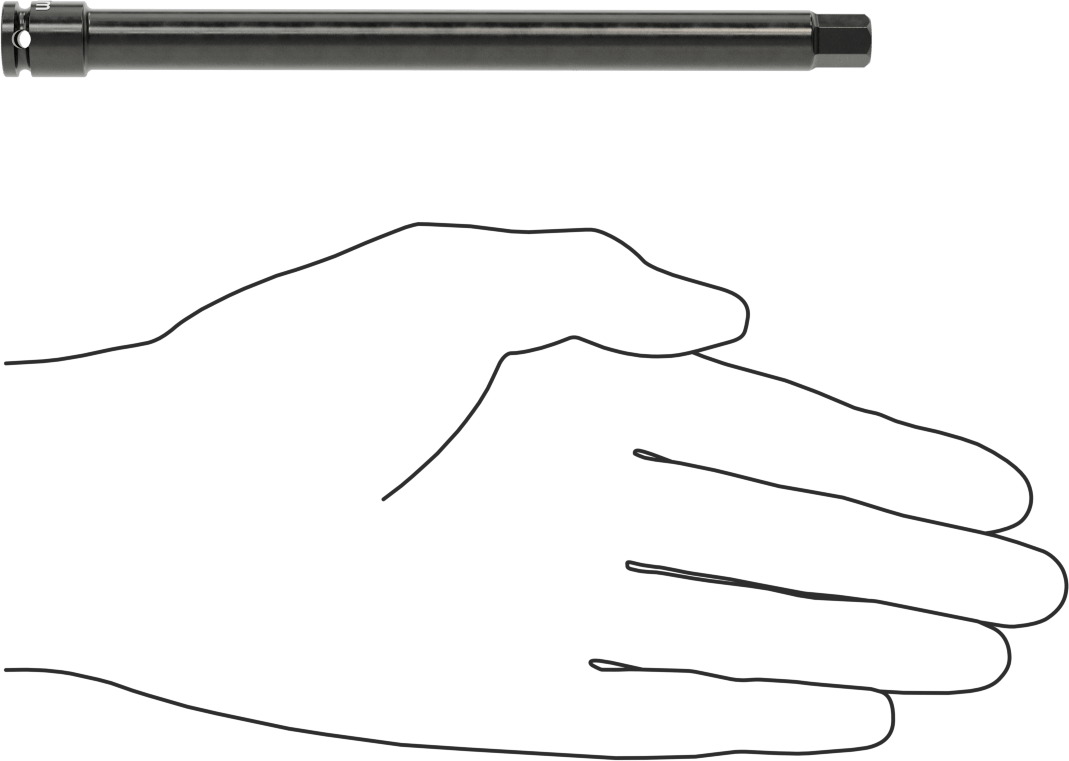 Uzun Uçlu Darbeli Altıgen Uçlu Soket, 1/4" Kare Tahrik, 8 mm Tahrik Boyutu, 6" Toplam Uzunluk